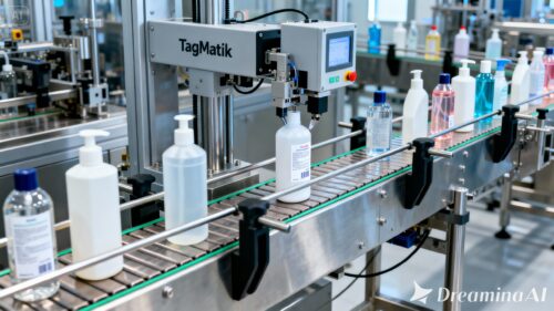 Bottle Labeling Automation for Different Bottle Sizes in the Cosmetics and Cleaning Sector
